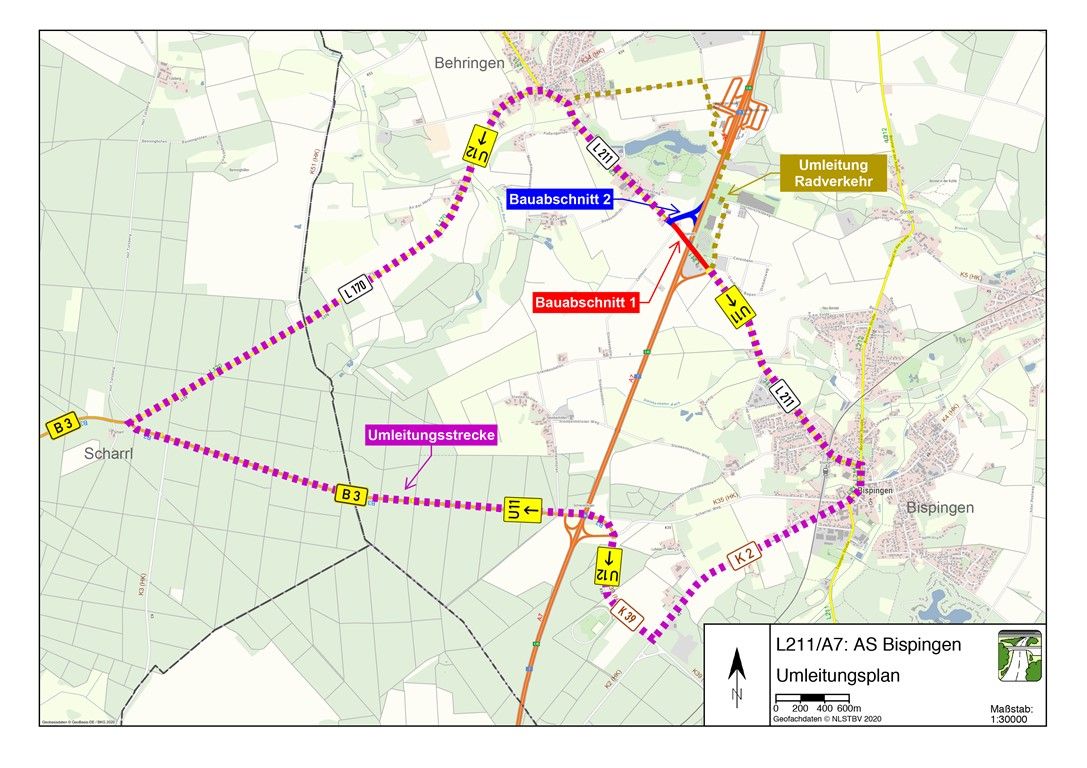 Umleitungsplan Während der Bauarbeiten gelten diese Umleitungen im Bereich Bispingen.