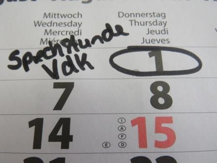 Sprechstundeneintrag VDK Das Foto zeigt einen Kalender, in dem ein Tag eingekreist und