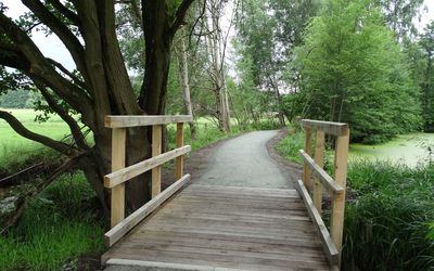 Die Brücke führt über die Luhe. Das Bild zeigt die Brücke, die über die Luhe führt.