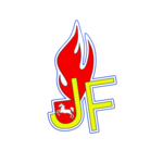 Logo mit roten Flammen über den gelben Buchstaben 'JF' auf schwarzem Hintergrund