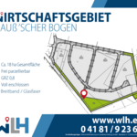Lageplan des Wirtschaftsgebiets Gauß'scher Bogen mit ca. 18 Hektar Fläche, frei parzellierbar, GRZ 0,8, voll erschlossen, mit Breitband und Glasfaseranschluss