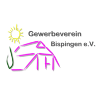 Logo des Gewerbevereins Bispingen e.V. mit einer stilisierten Sonne, einem Haus und einem grünen Element. Der Text 'Gewerbeverein Bispingen e.V.' ist in Grau geschrieben.