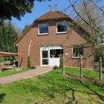 Backsteingebäude der Kita Heideknirpse in Bispingen mit zwei Fenstern im Dachgeschoss und Eingangstür mit Fensterdekorationen, umgeben von Rasen und Bäumen